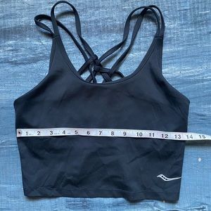 Saucony black crop top with built in bra